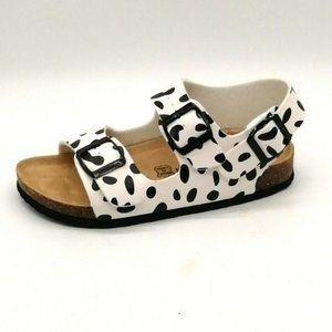 Maibulun Womens Double Strap Slingback Sandal Black White Spotted EUR 35 NEW‎